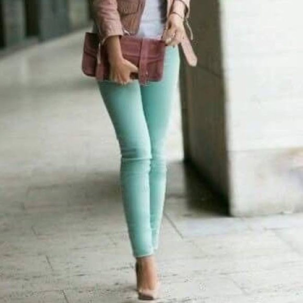 J. Crew Toothpick Jeans in Mint Green